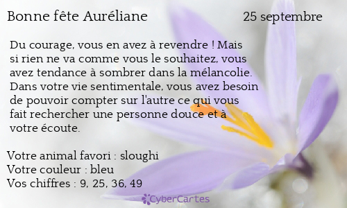 Carte bonne fête Auréliane