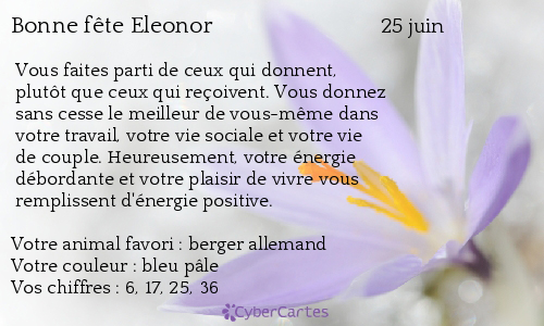 Carte bonne fête Eleonor