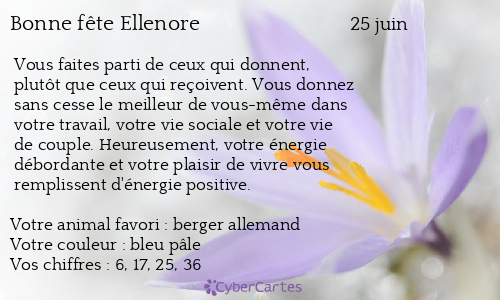 Carte bonne fête Ellenore