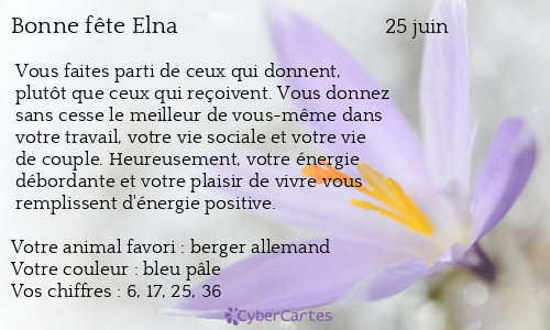 Carte bonne fête Elna