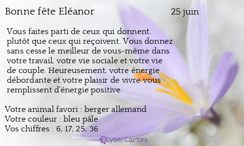 Carte bonne fête Eléanor