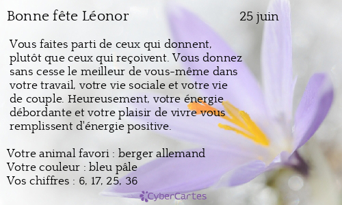Carte bonne fête Léonor