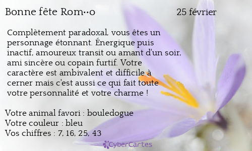 Carte bonne fête Rom��o