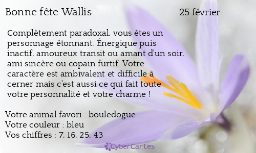 Carte bonne fête Wallis