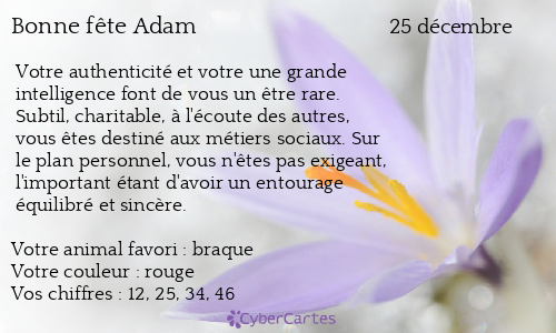 Carte bonne fête Adam