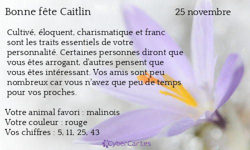 Carte bonne fête Caitlin