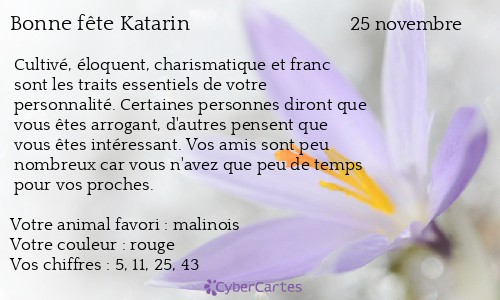 Carte bonne fête Katarin