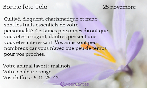 Carte bonne fête Telo