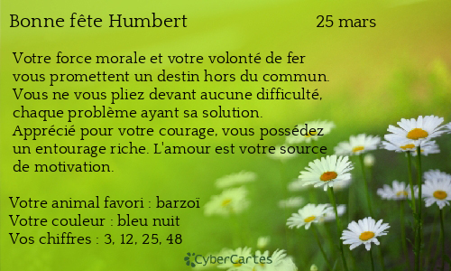 Carte bonne fête Humbert