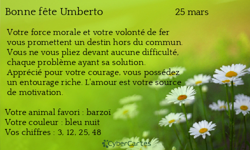Carte bonne fête Umberto
