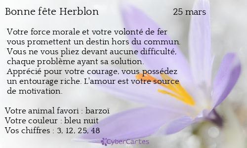 Carte bonne fête Herblon