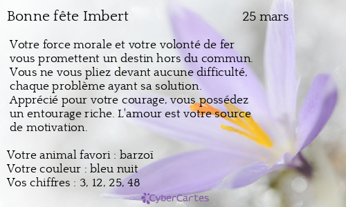 Carte bonne fête Imbert