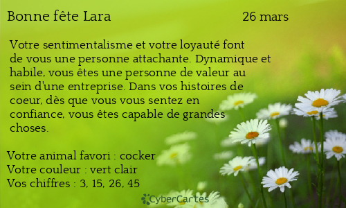 Carte bonne fête Lara
