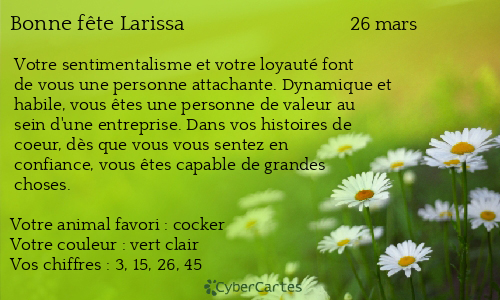 Carte bonne fête Larissa