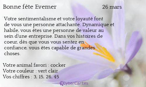 Carte bonne fête Evemer