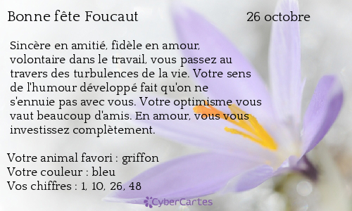 Carte bonne fête Foucaut