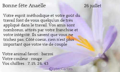 Carte bonne fête Anaëlle