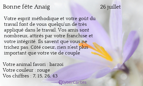 Carte bonne fête Anaïg
