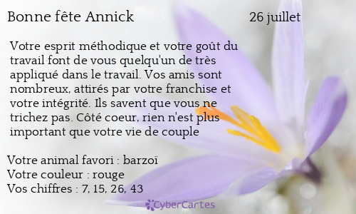 Carte bonne fête Annick