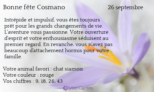 Carte bonne fête Cosmano
