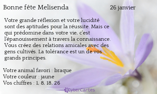 Carte bonne fête Melisenda