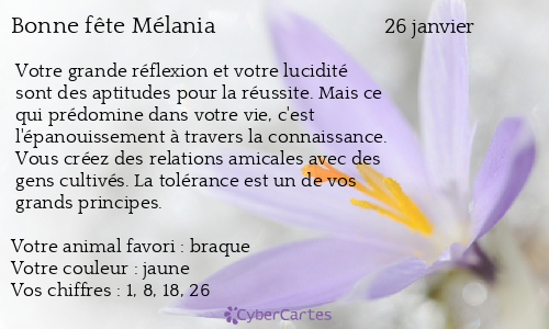 Carte bonne fête Mélania
