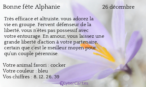 Carte bonne fête Alphanie