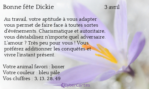 Carte bonne fête Dickie