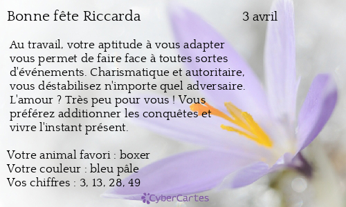 Carte bonne fête Riccarda