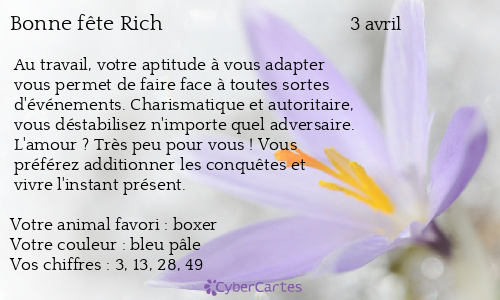 Carte bonne fête Rich