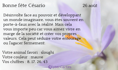 Carte bonne f&ecirc;te Césario