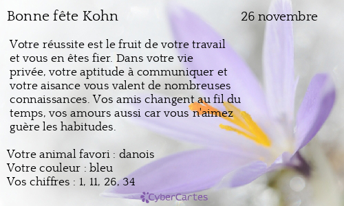 Carte bonne fête Kohn