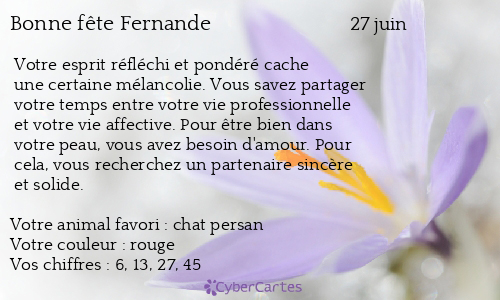 Carte bonne fête Fernande