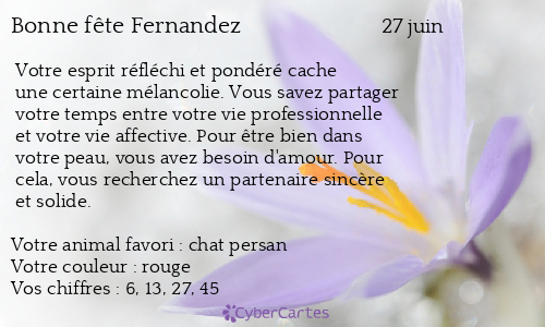 Carte bonne fête Fernandez