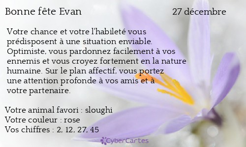 Carte bonne fête Evan