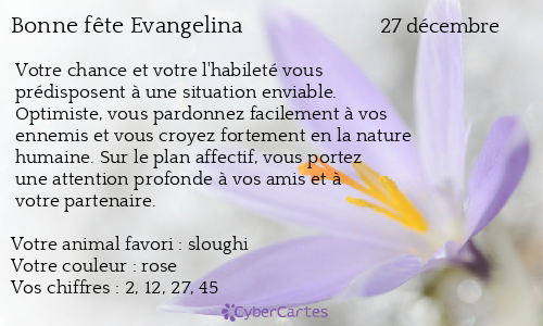 Carte bonne f&ecirc;te Evangelina