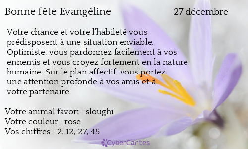 Carte bonne fête Evangéline