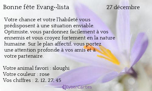 Carte bonne fête Evang��lista