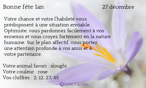 Carte bonne fête Ian