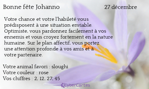 Carte bonne fête Johanno