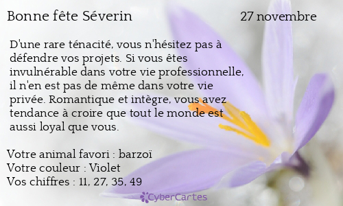 Carte bonne fête Séverin