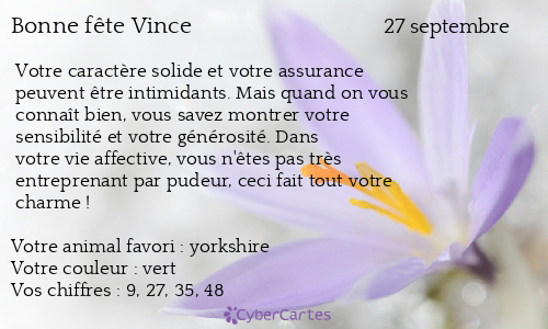 Carte bonne fête Vince