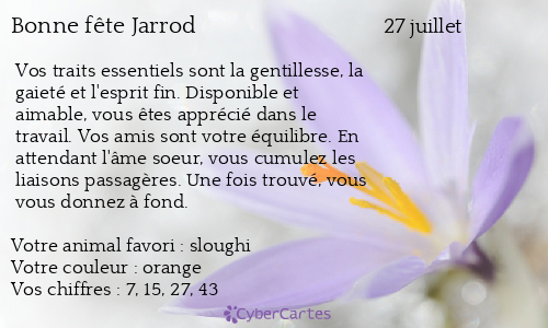 Carte bonne fête Jarrod