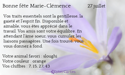 Carte bonne fête Marie-Clémence