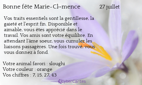 Carte bonne fête Marie-Cl��mence