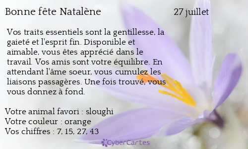 Carte bonne fête Natalène