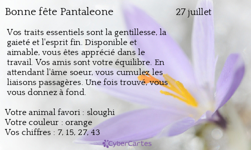 Carte bonne fête Pantaleone