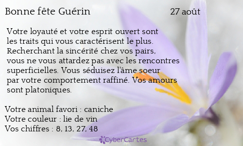 Carte bonne fête Guérin