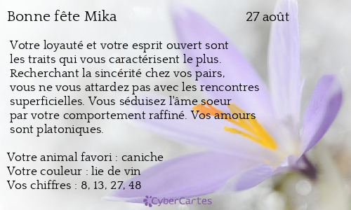 Carte bonne fête Mika