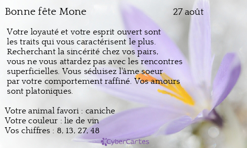 Carte bonne fête Mone